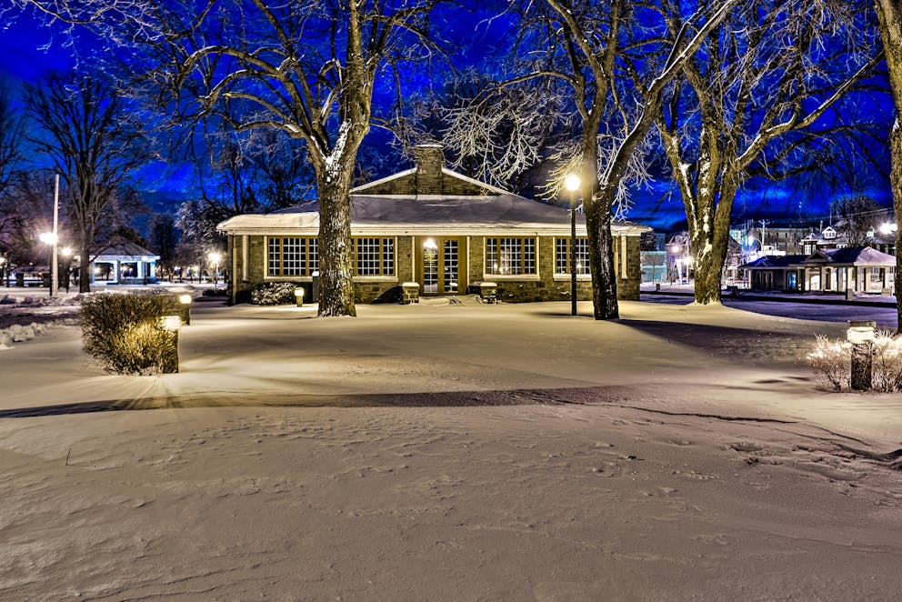 COMM 2015 Hiver CR Deny Cardinal Neige Parc Sauve Chalet Neige nuit